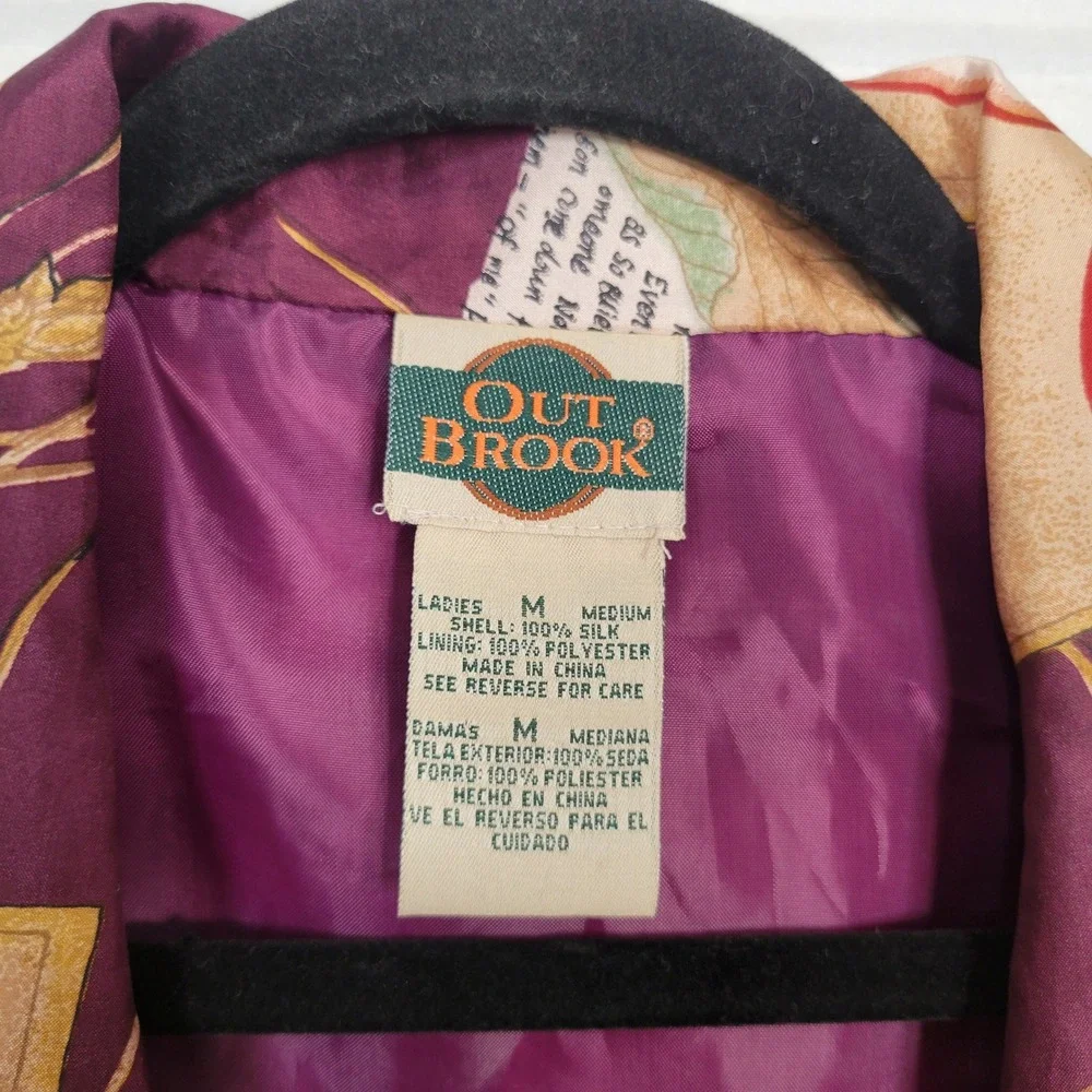 Vintage 1990s Silk Bomber Jacket Autumn‎ Apples Novelty Print Windbreaker Sz M